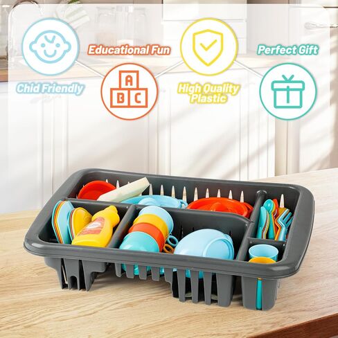 deAO Kids Play Dishes Set with Drainer 41PCS Kitchen Tableware Sets in Saudi Arabia