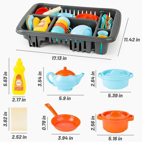 deAO Kids Play Dishes Set with Drainer 41PCS Kitchen Tableware Sets in Saudi Arabia