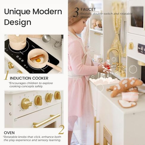 Tiny Land Play Kitchen for Kids – Modern Home Design with Fabric Curtains in Saudi Arabia