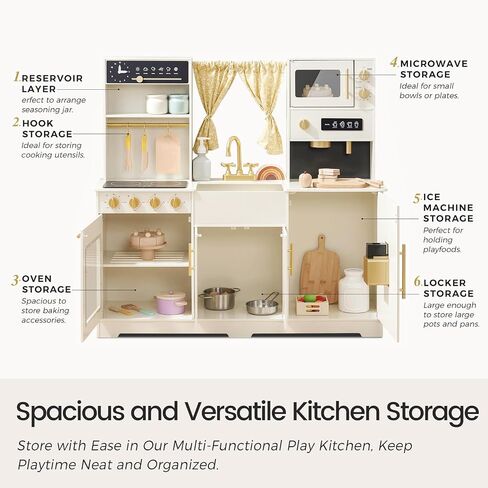 Tiny Land Play Kitchen for Kids – Modern Home Design with Fabric Curtains in Saudi Arabia