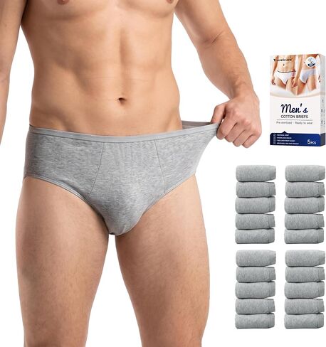 20 Packs Mens Cotton Disposable Underwear Panties Portable Briefs for Travel Fitness Hotel Spa Hospital Stays in Saudi Arabia
