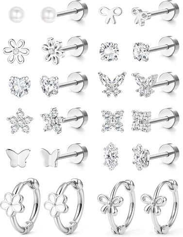 SAILIMUE Hypoallergenic Surgical Steel Flat Back Earrings for Women Girls in Saudi Arabia