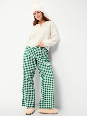 Old Navy High-Waisted Poplin Pajama Pant - Green Gingham in Saudi Arabia