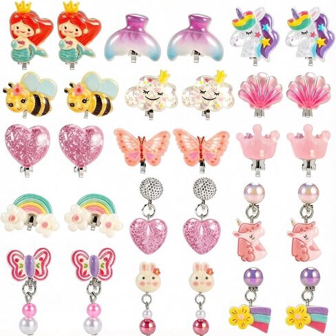 12 Pairs Clip on Earrings for Girls 4-6 10-12, Play Jewelry Gift for Girls in Kuwait