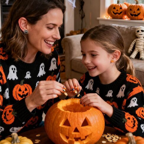 20 Pairs Hypoallergenic Halloween Flat Back Earrings for Women Girls kids Stainless Steel Earrings for Sensitive Ears Cute Screw Back Stud Earrings and Dangle Hoop Earrings Set Halloween Jewelry in Saudi Arabia