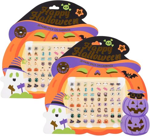 2 Sheets Halloween Sticker Earrings Halloween Stick on Earrings for Kids in Kuwait