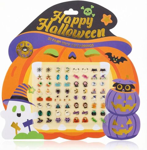2 Sheets Halloween Sticker Earrings Halloween Stick on Earrings for Kids in Kuwait