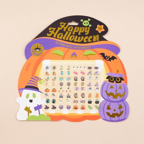 2 Sheets Halloween Sticker Earrings Halloween Stick on Earrings for Kids in Kuwait