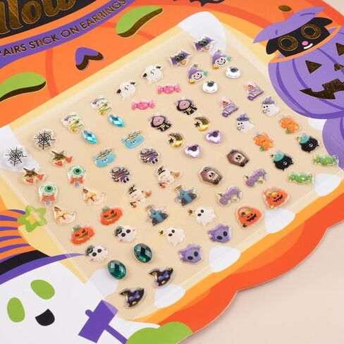 2 Sheets Halloween Sticker Earrings Halloween Stick on Earrings for Kids in Kuwait