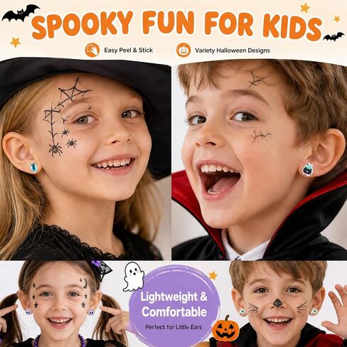 2 Sheets Halloween Sticker Earrings Halloween Stick on Earrings for Kids in Kuwait