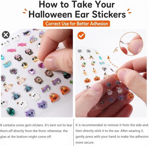 2 Sheets Halloween Sticker Earrings Halloween Stick on Earrings for Kids in Kuwait