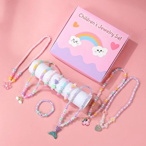 Faburo 10pcs Toddler Jewelry for Girls -5 Necklaces, 5 Bracelets in Kuwait