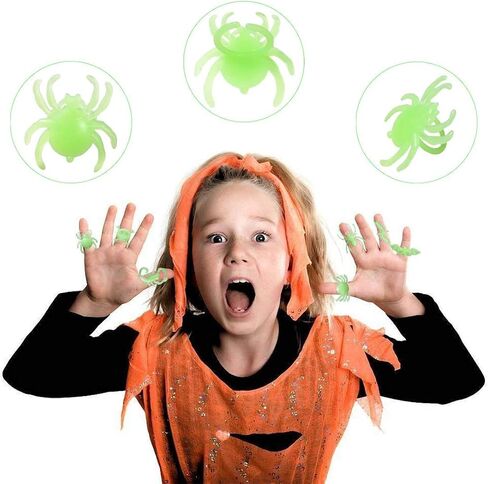 Halloween Spider Rings Glow in The Dark, Plastic Bugs Insects Toys for Kids in Kuwait