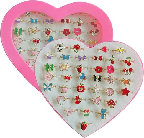 36pcs Little Girl Jewel Rings in Box Adjustable Toys Gifts for Girls in Saudi Arabia
