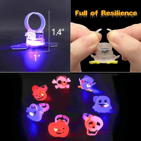 W&O 50pcs Halloween LED Light Up Rings – 15 Styles Glow Party Favors, Perfect Party Supplies for Trick-or-Treat Swag in Kuwait