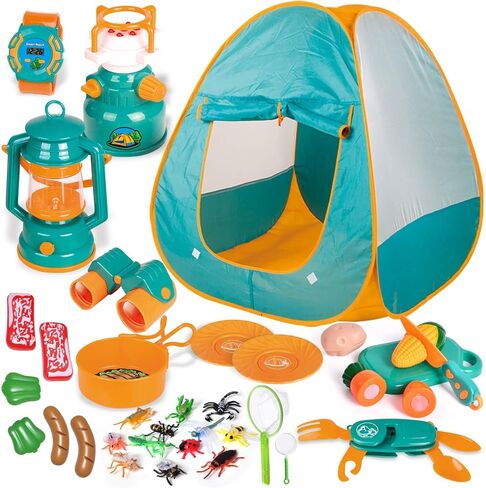 FUN LITTLE TOYS Pop Up Play Tent with Camping Gear and Tools Set, Outdoor Toys for Kids in Saudi Arabia