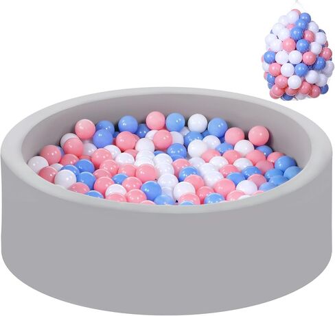 Wilwolfer Foam Ball Pit, Ball Pit for Toddlers, Gray, 100 Rainbow Balls in Kuwait