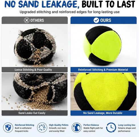 3Pcs Footbag Hacky Bag, Plush Footbag Sacks, Durable Fleece Juggling Balls in Kuwait