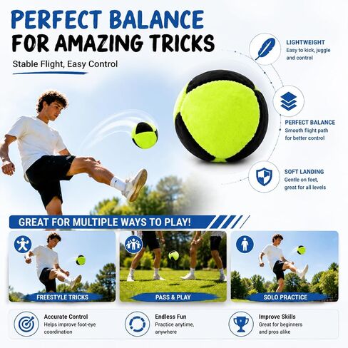 3Pcs Footbag Hacky Bag, Plush Footbag Sacks, Durable Fleece Juggling Balls in Kuwait