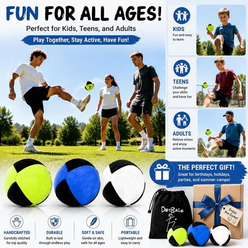 3Pcs Footbag Hacky Bag, Plush Footbag Sacks, Durable Fleece Juggling Balls in Kuwait