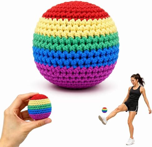 1 Piece Rainbow Footbag, Hand-Knitted Crochet Kick Sack and Juggling Ball for Adults, Soft Beads Filled Classic Kick Ball for Skill Training in Saudi Arabia