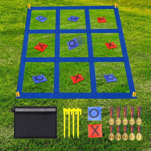 Giant Tic Tac Toe Outdoor Games for Kids Adults Family, Portable Tic Tac Toe Bean Bag Toss with 10pcs Bean Bag, Large Outdoor Lawn Backyard Games Carnival Field Day Game in Kuwait