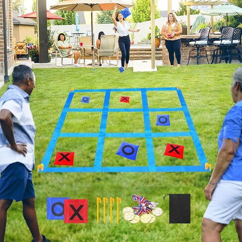 2-in-1 Outdoor Giant Tic Tac Toe Bean Bag Toss Games for Kids Adults, 4.5Ft Double-Sided Large Outside Lawn Yard Backyard Carnival Field Day Beach Picnic Camping Birthday Party Family Reunion Game in Saudi Arabia
