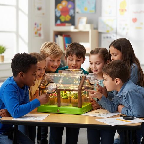 Kids Plant Growing Kit - Kids Greenhouse & Flower Growing Kit with Upgraded Irrigation & Grow Light – Perfect Gardening for Kids（Solar Green） in Kuwait