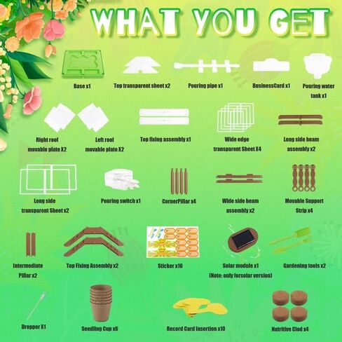 Kids Plant Growing Kit - Kids Greenhouse & Flower Growing Kit with Upgraded Irrigation & Grow Light – Perfect Gardening for Kids（Solar Green） in Kuwait