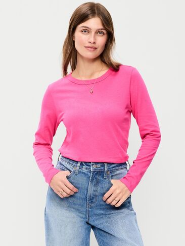 Old Navy EveryWear Long-Sleeve T-Shirt - For Our Fuchsia in Saudi Arabia