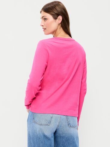 Old Navy EveryWear Long-Sleeve T-Shirt - For Our Fuchsia in Saudi Arabia