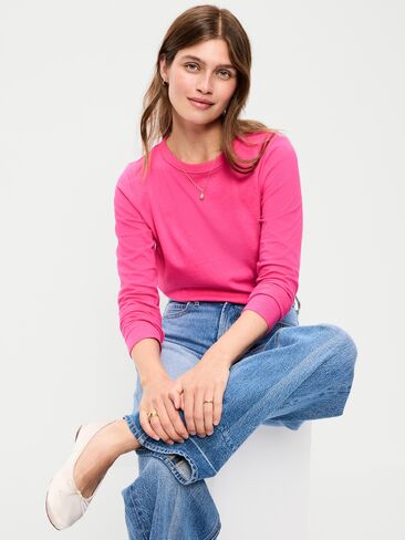 Old Navy EveryWear Long-Sleeve T-Shirt - For Our Fuchsia in Saudi Arabia