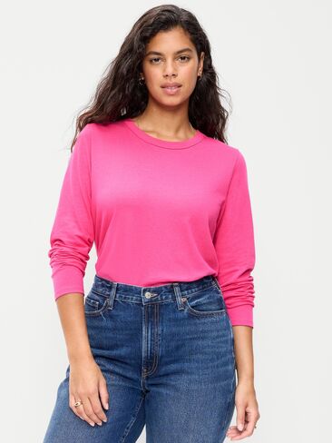 Old Navy EveryWear Long-Sleeve T-Shirt - For Our Fuchsia in Saudi Arabia