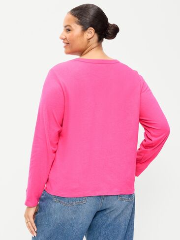Old Navy EveryWear Long-Sleeve T-Shirt - For Our Fuchsia in Saudi Arabia