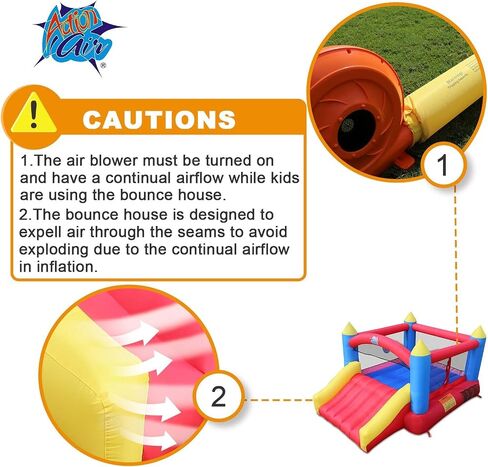ACTION AIR [Updated Version] Bounce House, Inflatable Bouncer with Air Blower, Jumping Castle with Slide, Family Backyard Bouncy Castle, Durable Sewn with Extra Thick Material, Idea for Kids (C-9745) in Saudi Arabia