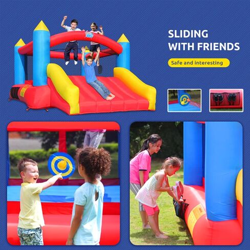 ACTION AIR [Updated Version] Bounce House, Inflatable Bouncer with Air Blower, Jumping Castle with Slide, Family Backyard Bouncy Castle, Durable Sewn with Extra Thick Material, Idea for Kids (C-9745) in Saudi Arabia