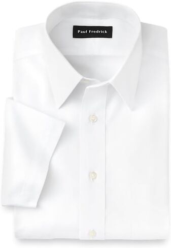 Paul Fredrick Men's Classic Fit Non-Iron Cotton Solid Short Sleeve Dress Shirt in Saudi Arabia