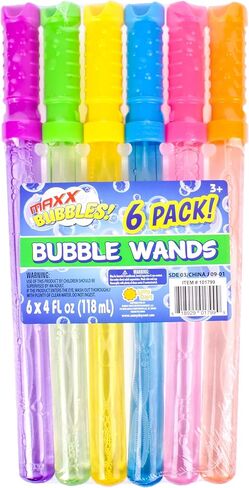 Sunny Days Entertainment Maxx Bubbles 4oz Bubble Wands – 6 Pack Bubble Wand Toy | Summer Fun, Outdoor Birthday Party Favors for Kids, 101799 Blue in Kuwait