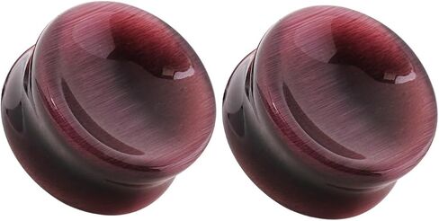 Pierced Owl - Natural Purple Cat's Eye Concave Stone Saddle Plugs, Sold as a Pair in Saudi Arabia