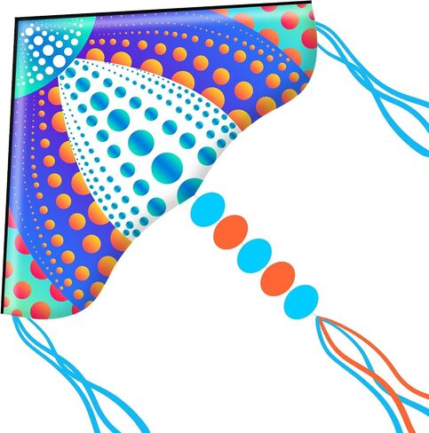 HONBO Large Delta Kite for Kids & Adults,Extremely Easy to Fly Kite for Beach Trip,String Line Included,with Colorful Tail,Perfect for Beginners in Kuwait
