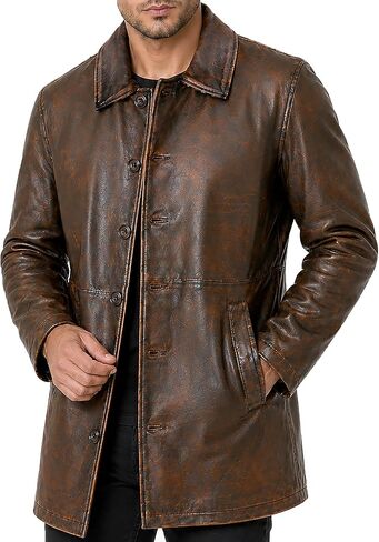 Brown Leather Jacket Men - Natural Distressed Leather Jackets for Men in Kuwait