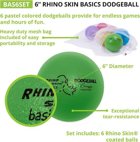 مجموعة Dodgeball Skin Skin Sports-6 كرات الرغوة الناعمة مع طلاء مقاوم للدموع ، سطح قبضة ، ارتداد منخفض ، حقيبة شبكية ، ملعب داخلي وخارجي أو مجموعة كرة من فئة PE-6 "أو 7" in Kuwait