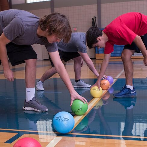 مجموعة Dodgeball Skin Skin Sports-6 كرات الرغوة الناعمة مع طلاء مقاوم للدموع ، سطح قبضة ، ارتداد منخفض ، حقيبة شبكية ، ملعب داخلي وخارجي أو مجموعة كرة من فئة PE-6 "أو 7" in Kuwait