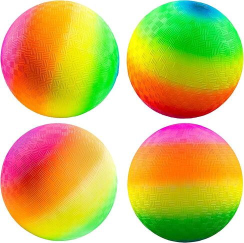 8.5-Inch Rainbow Playground Ball with Hand Pump for Kickball & Dodgeball in Kuwait