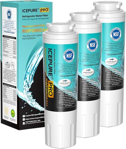 بديل معتمد من ICEPURE PLUS UKF8001 NSF53 لكل قطرة EDR4RXD1، فلتر ويرلبول 4، Maytag UKF8001AAXX-200، PUR، MPF15090، WF-UKF8001، WF295، Puriclean II، RFC0900A RWF0900A فلتر مياه الثلاجة، 3 عبوات in Kuwait
