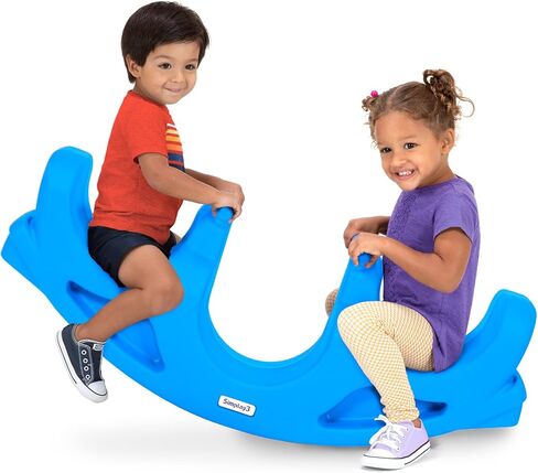 Simplay3 Up and Down Teeter Totter Seesaw - Rocking Fun for Two Toddlers or Kids Ages 18 Months to 5 Yrs- Sapphire, Made in USA in Kuwait