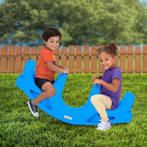 Simplay3 Up and Down Teeter Totter Seesaw - Rocking Fun for Two Toddlers or Kids Ages 18 Months to 5 Yrs- Sapphire, Made in USA in Kuwait