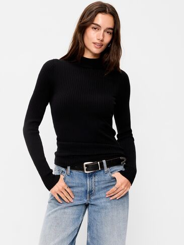 Old Navy SoSoft Lite Ribbed Mock-Neck Sweater - Black Jack in Kuwait