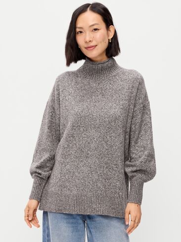 Old Navy SoSoft Turtleneck Tunic Sweater - Black Coffee Marl in Kuwait