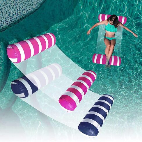 2-Pack Swimming Pool Float, Multi-Purpose Inflatable Pool Hammock (Saddle, Lounge Chair, Drifter), Water Hammock Lounge, (Navy Blue,Pink) in Saudi Arabia